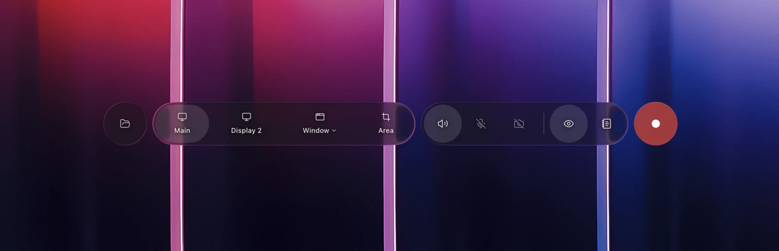 The floating bokeh. record dock with capture mode and audio controls